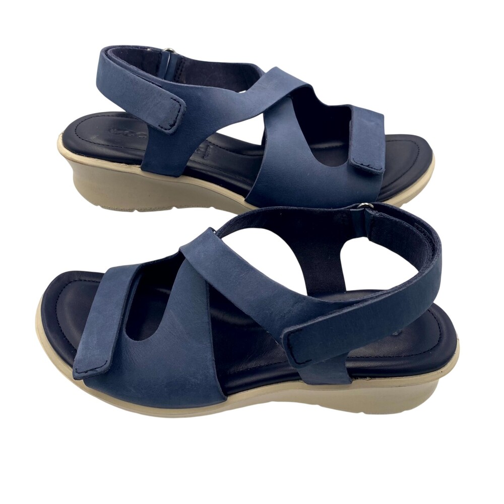 Ecco Felicia Women's US 4-4.5 Strappy Sandals Blue Leather Adjustable Strap